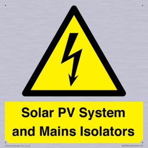 Solar PV System and Mains Isolators